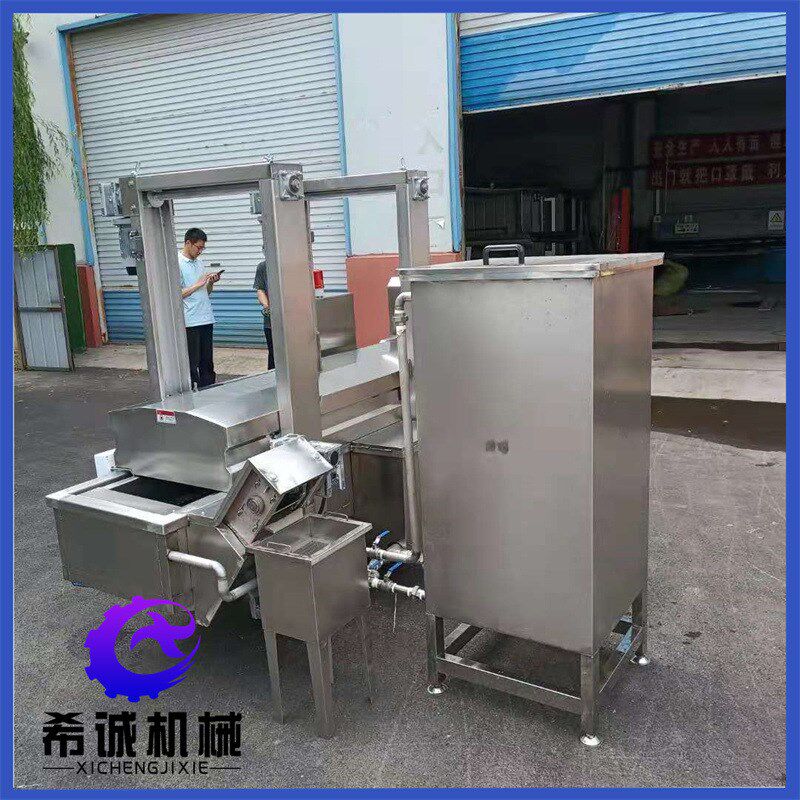 连续式蔬肉饼淋浆上淀粉油炸机 希诚速冻肉制品成型裹涂油炸设备