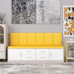 实木沙发储物柜一体咖啡馆奶茶店卡座家用阳台飘窗柜转角定制椅凳