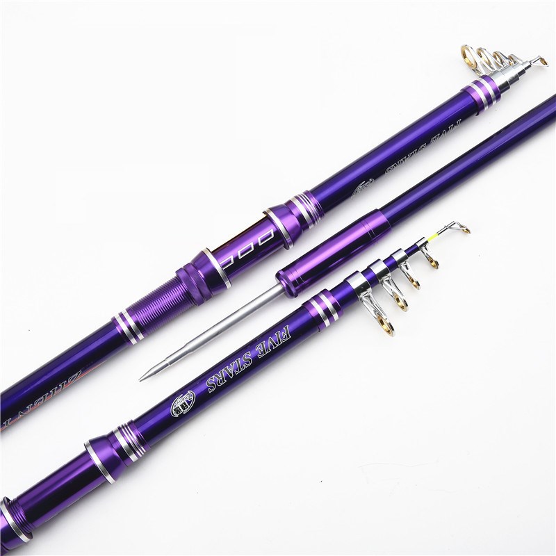 碳素海竿带地插远投竿2.1米v2.4抛竿紫色鱼竿金属轮座渔具厂家