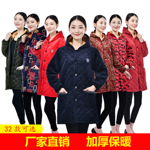 罩衣成人男女冬季加绒加厚工作服中长款厨房围裙韩版修身保暖棉衣