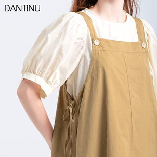 孕妇背带连d衣裙2025新款春夏季套装时尚短袖大码小个子吊带两件