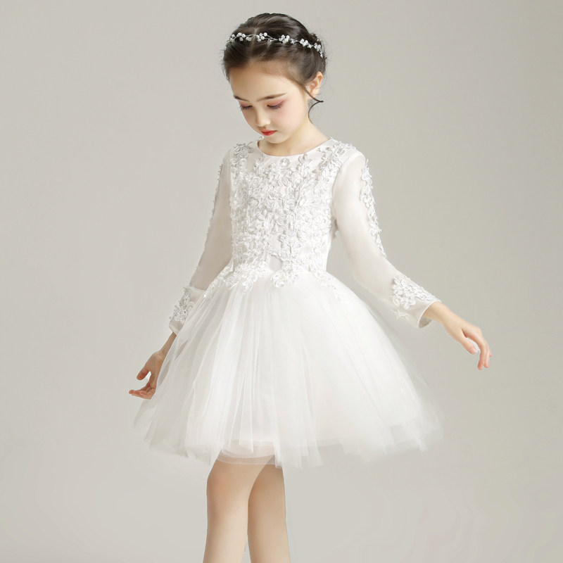 儿童礼服公主裙女童蓬蓬小孩花童婚纱钢琴演出服长袖洋气高端春夏