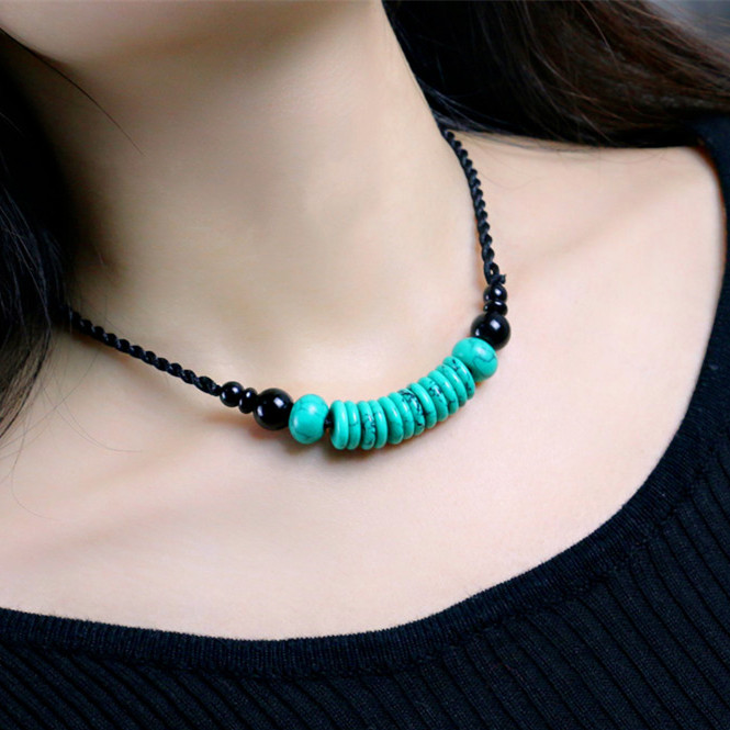 裙子衣服饰品项链女配饰绿松石挂件百搭短款颈链民族风男复古夏