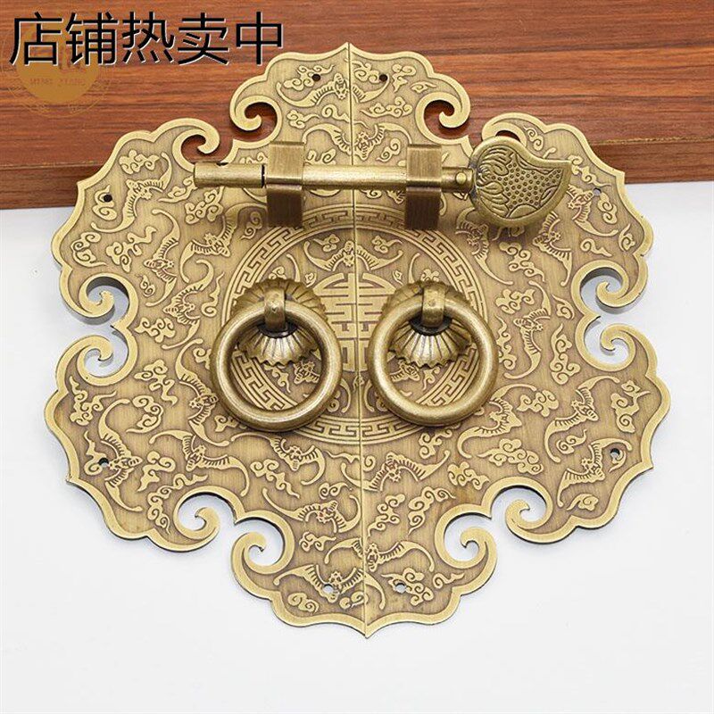 仿古中式家具柜门纯铜拉手古典实木家具衣橱柜门餐边柜复古铜拉手