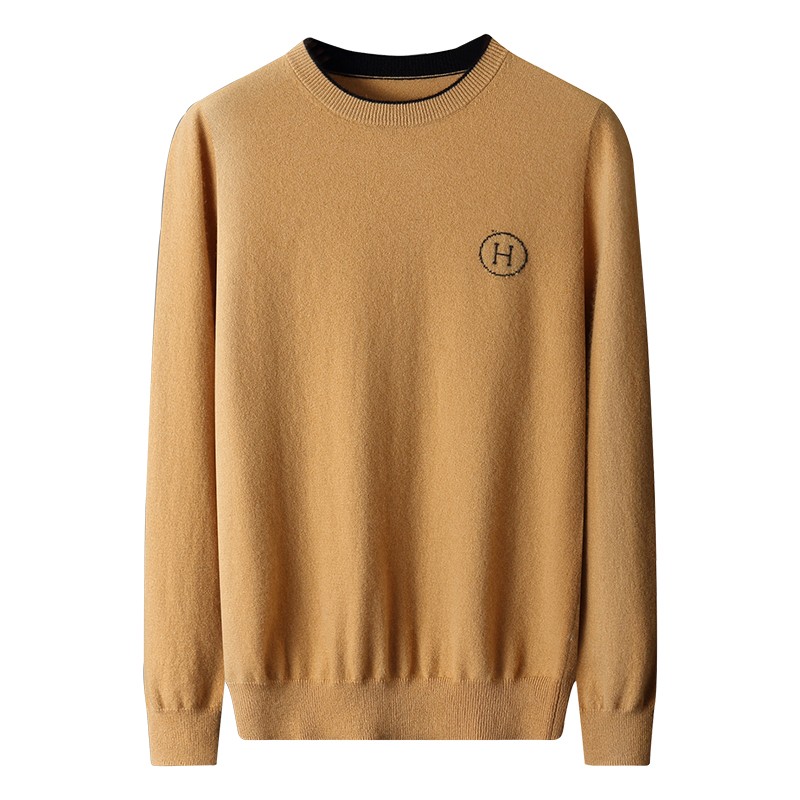 圆领羊绒衫男秋冬季针织打底羊毛衫大码宽松时尚青年潮流薄款毛衣