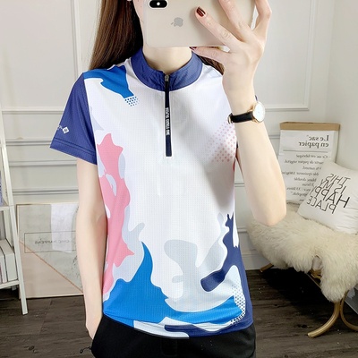 o速干运动服短袖男女立领户外休闲t恤徒步K打球健走快干衣定制log