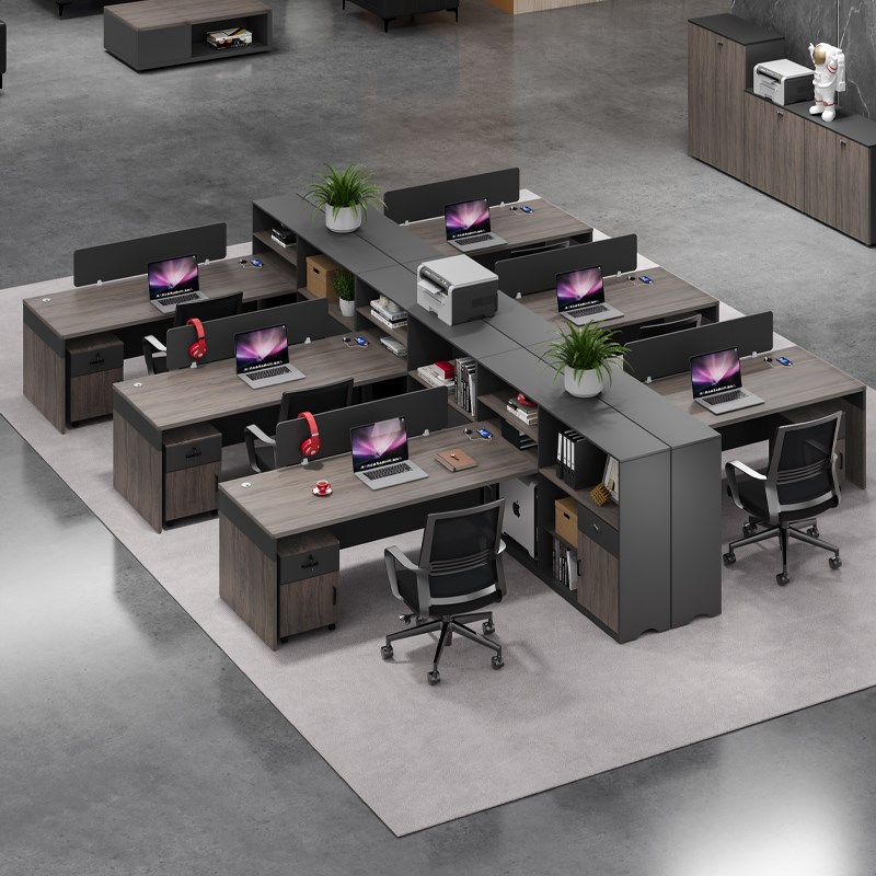 财务桌办公室职员桌椅组合工位屏风卡座简约现代风面对面四人双人