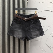 高腰休闲牛仔短裤 女24夏季 时尚 韩版 宽松洋气显瘦复古A字阔腿热裤