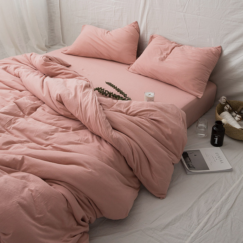 简约全棉天竺棉床单床笠单件针织棉纯色床罩纯棉单双人床上四件套