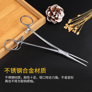 钓鱼摘钩钳直弯h头m不锈钢脱钩器路亚钳子止血钳加长取钩器垂钓工