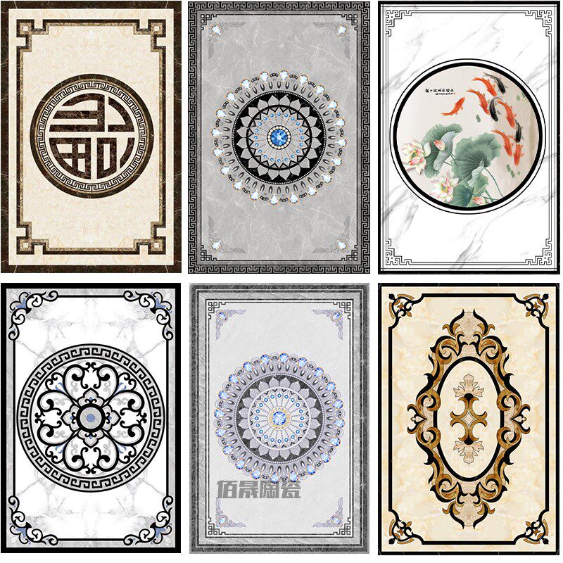 客厅拼花瓷砖入户玄关造型地砖餐厅拼图地板砖走廊过道地毯花定制