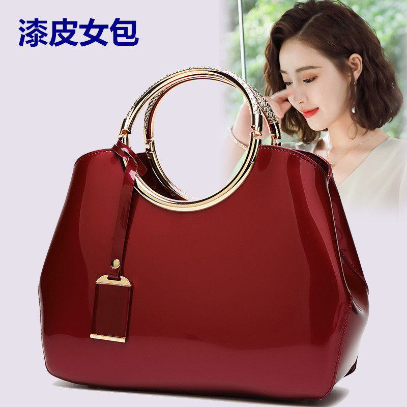 2021新款潮女士手提包时尚漆皮女包手拎包单肩斜挎包百搭亮皮包包