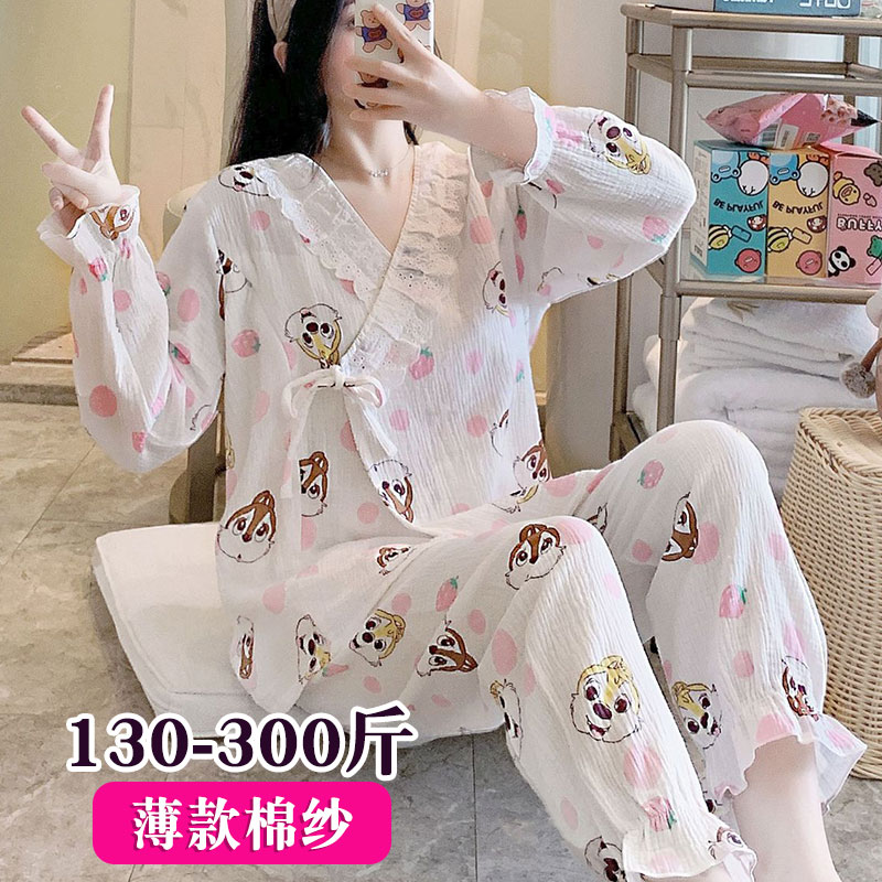 200斤大码月子服夏天产后薄七月份哺乳8纯棉纱布日式和服睡衣300