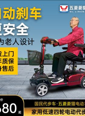 五菱菱猫9轻便残疾人家专用老年四轮代步助力电瓶车电磁刹车