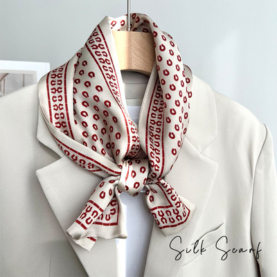 搭配衬衫显白米红色长条真丝丝巾韩版洋气百搭春秋高档时尚小领巾