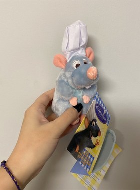 日单迪家带磁铁料理鼠王毛绒玩具灰色白帽子座肩玩偶