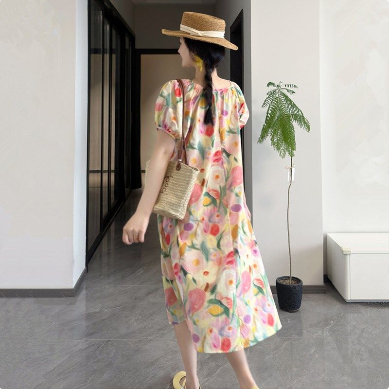 法式孕妇夏季连衣裙2025新款方领度假风L雪纺裙气质优雅碎花长裙,孕妇装/孕产妇用品/营养,连衣裙,淘宝优惠券,粉丝福利购,淘宝优惠卷