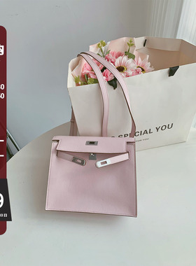 梦幻紫色跳舞包女真皮百搭凯莉包包高级感单肩斜挎小方包双肩揹包