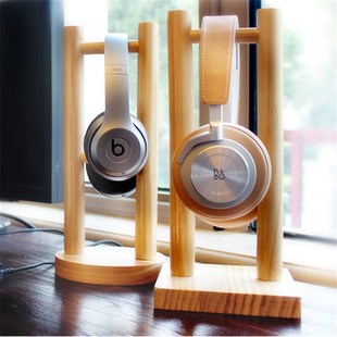 游戏木质耳机挂架 耳机木架 展示耳麦支架双架座 头戴式 实木支架
