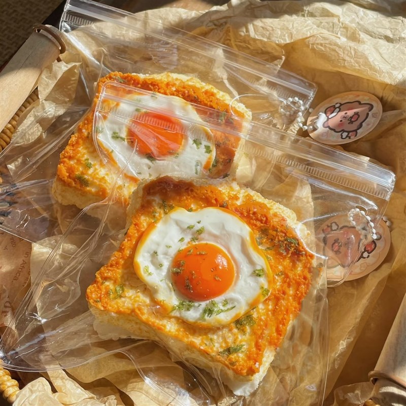 高颜值煎蛋吐司纯手工食品级硅胶捏捏乐减压玩具儿童无毒烂泥手感图片