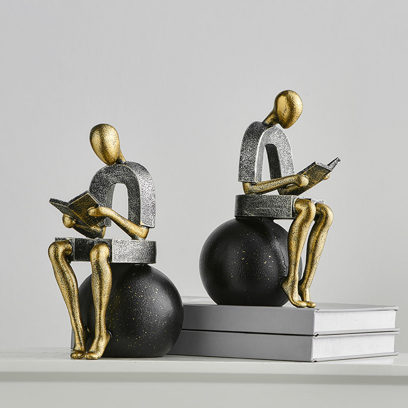 坐式现代抽象人物雕塑摆件客厅书房酒柜电视柜轻奢艺术软装饰品