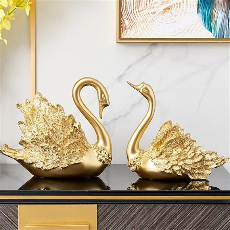 欧式现代情侣黑天鹅工艺品客厅收纳摆件高级天鹅酒柜装饰结婚礼物