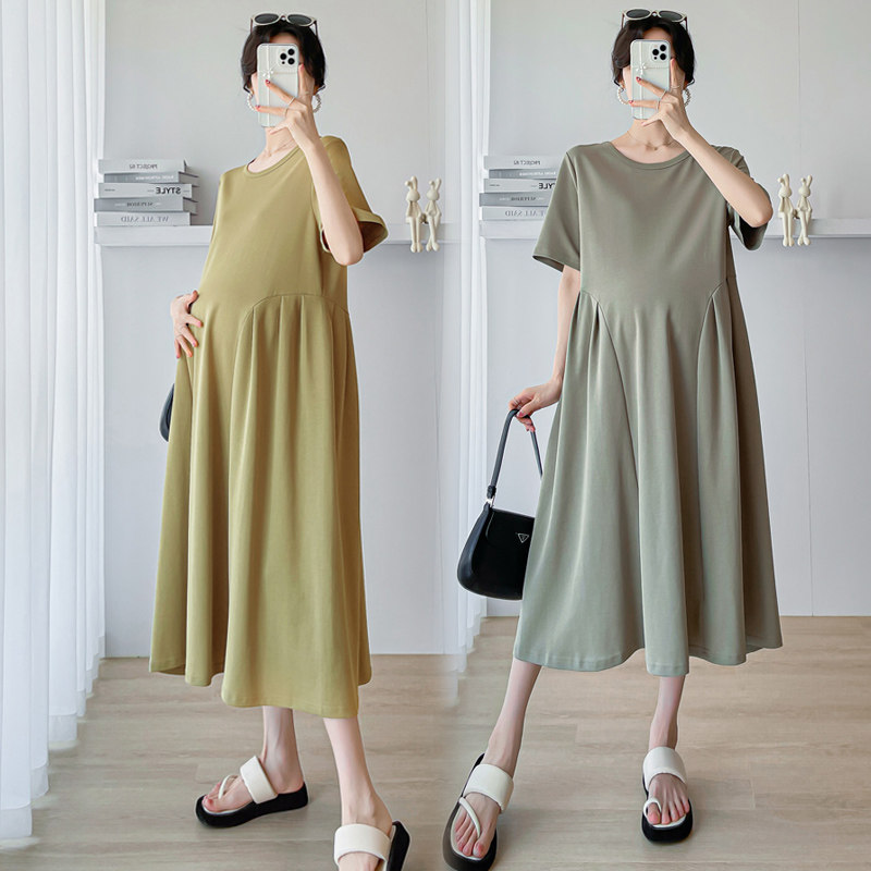 孕妇连衣裙夏装2023新款v韩版宽松通勤孕妇装圆领A字裙夏天裙子女,孕妇装/孕产妇用品/营养,连衣裙,淘宝优惠券,粉丝福利购,淘宝优惠卷