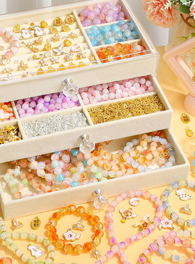 琉璃串珠手链女款手工diy材料成人小众设计闺蜜手串多巴胺手饰品