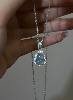 #福禄双全#新中式小葫芦!天然危料蓝水!通体纯银轻奢镶钻项链精致