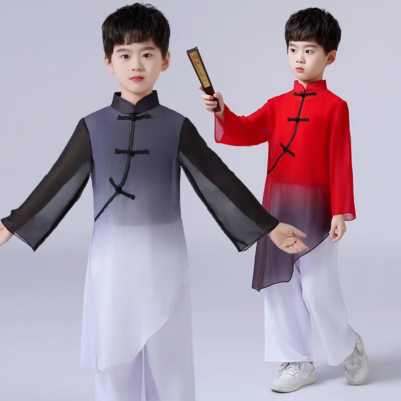 幼儿新款古典舞书童男童演出合唱中国风舞蹈练功训练服渐变色万疆