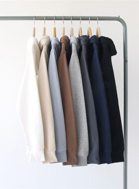 秋季新款白色灰色碳素灰色双面健康棉 套头连帽卫衣男 女bf风宽松