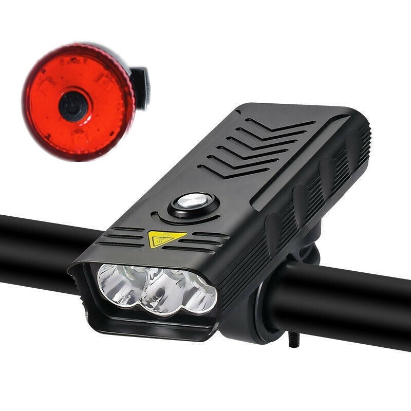 LED自行车灯 夜骑单车照明应急灯 3T6手电筒 充电 强光山地车前灯