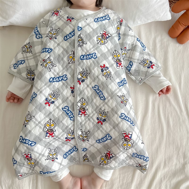 秋冬儿童发夹棉护肚防踢被男童换季防着凉开衫睡袍女童纯棉长版浴