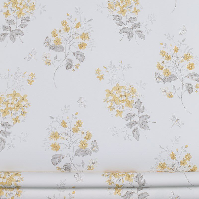 现货 纯纸壁纸温馨小花 卧室满铺 美式田园 客厅环保纯纸墙纸