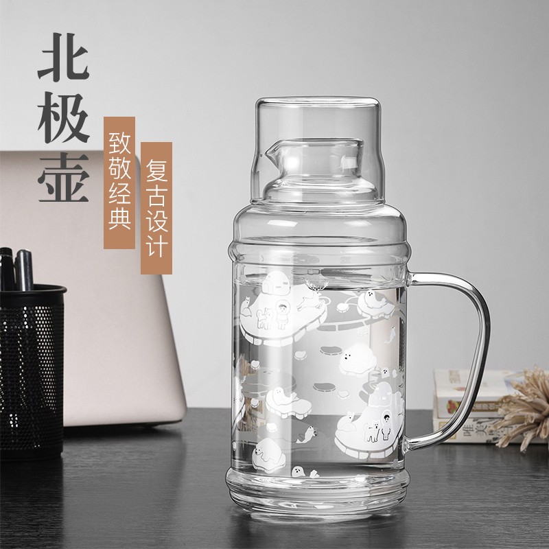 北极壶冷水壶复古耐热玻璃防爆家用倒扣凉开水办公室耐高温凉水壶