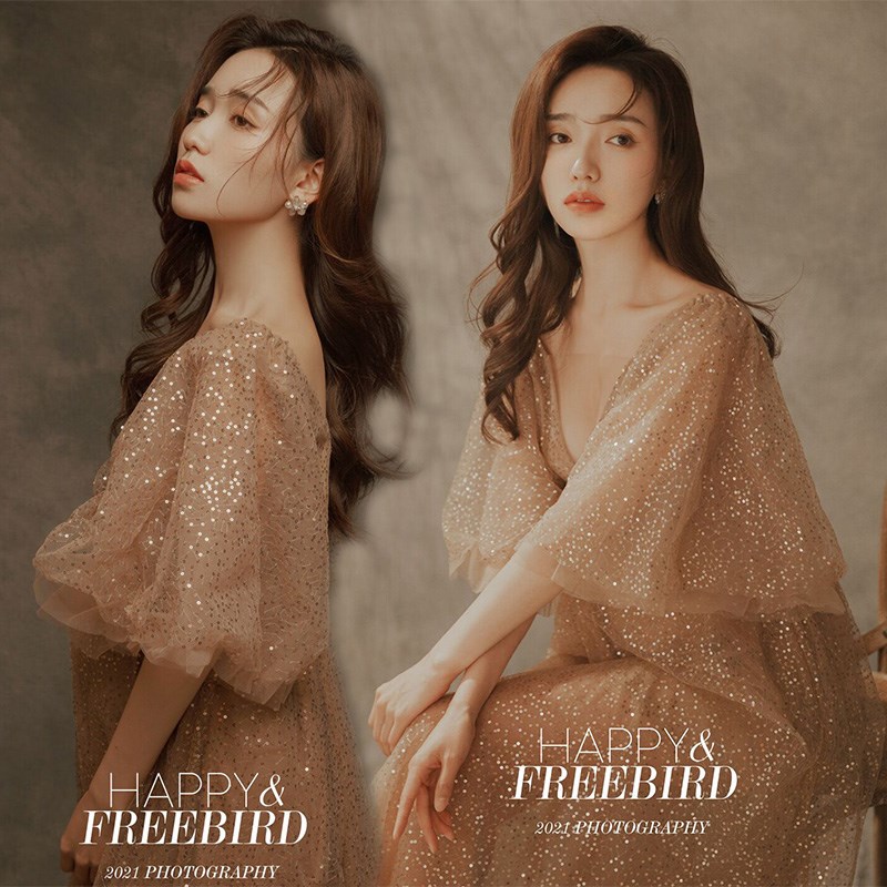 2022网红新款复古亮片超仙气质纱裙孕妇艺术写真孕妈影楼摄影服装