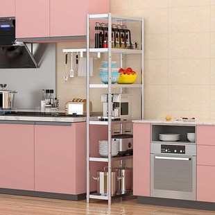 不锈钢厨房置物架落地多层家用冰箱橱柜窄缝架碗盘锅夹缝收纳架子