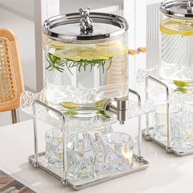 高颜值玻璃冷水壶带龙头套装2023新款夏天大容量耐热凉水壶饮料桶