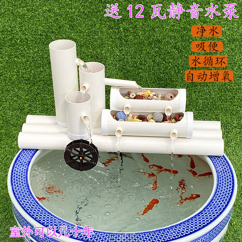 鱼缸流水循环过滤器家用多合一净水循环系统自动增氧静音流水摆件