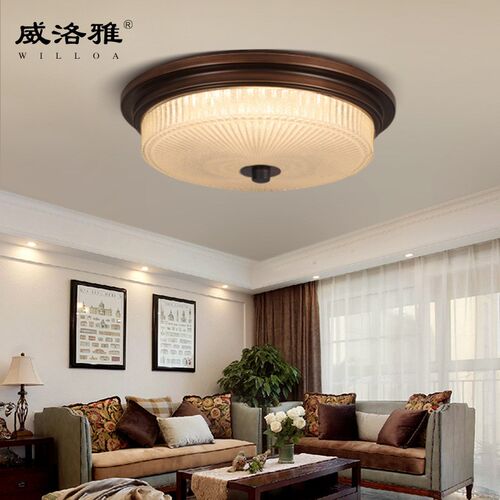 美式复古吸顶灯过道灯玻璃门口走廊卧室阳台灯别墅工程吸顶灯