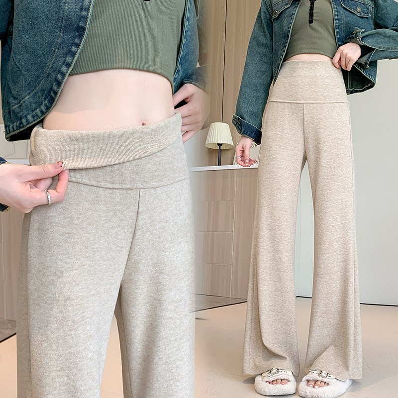 孕妇针织微喇裤子秋冬季外穿新款托腹裤羊绒喇叭裤软糯休闲裤秋装