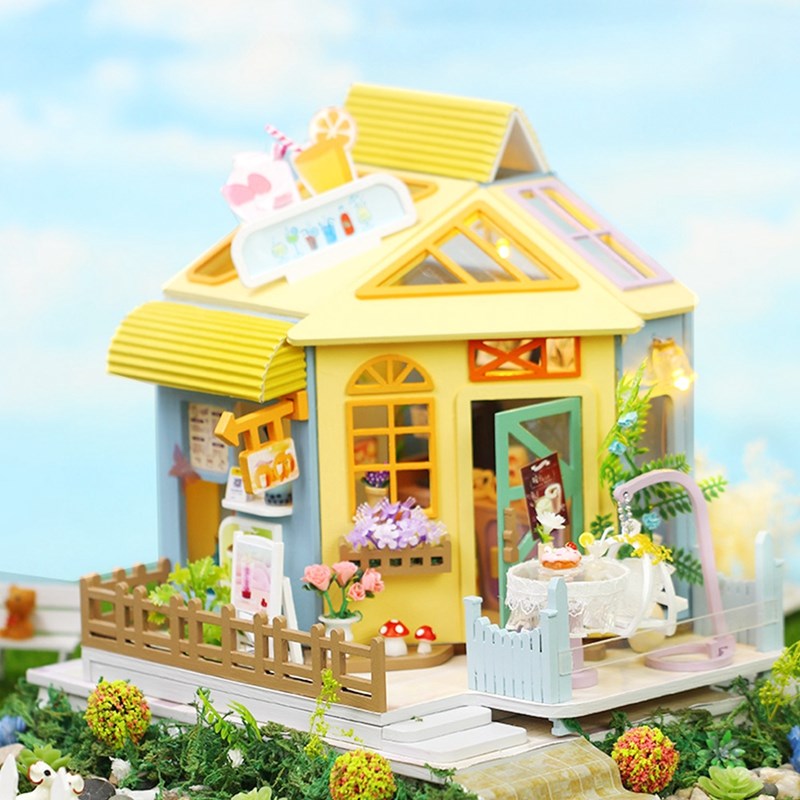 知我微世界奶茶店diy手工小屋小房子模型拼装立体拼图艺术玩具屋图片