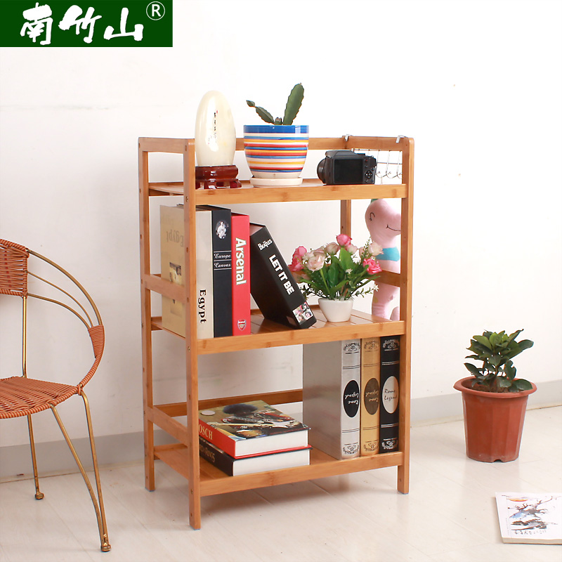 南竹山书架置物架实木简易书架学生办公室落地多层收纳架储物货架