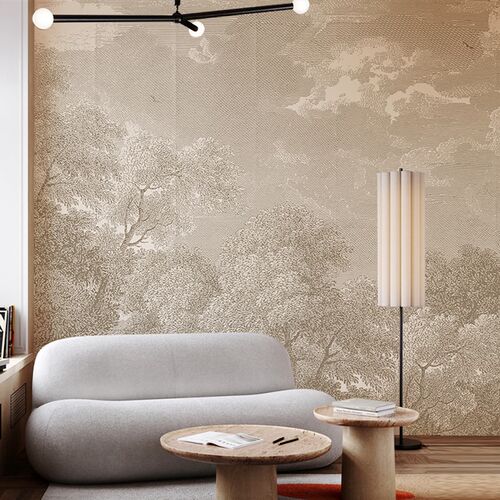 法式风景抽象森林轻奢沙发背景墙纸壁布书房玄关环保卧室民宿壁画