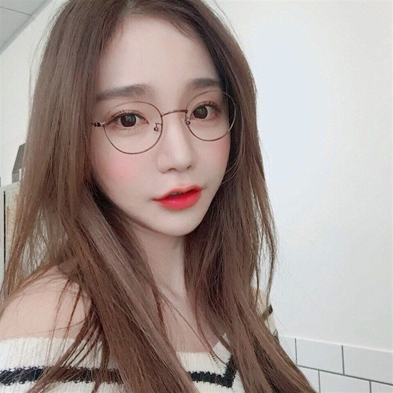 复古韩版超轻小圆框金属小框女潮平光镜J可配成品近视眼睛框镜架