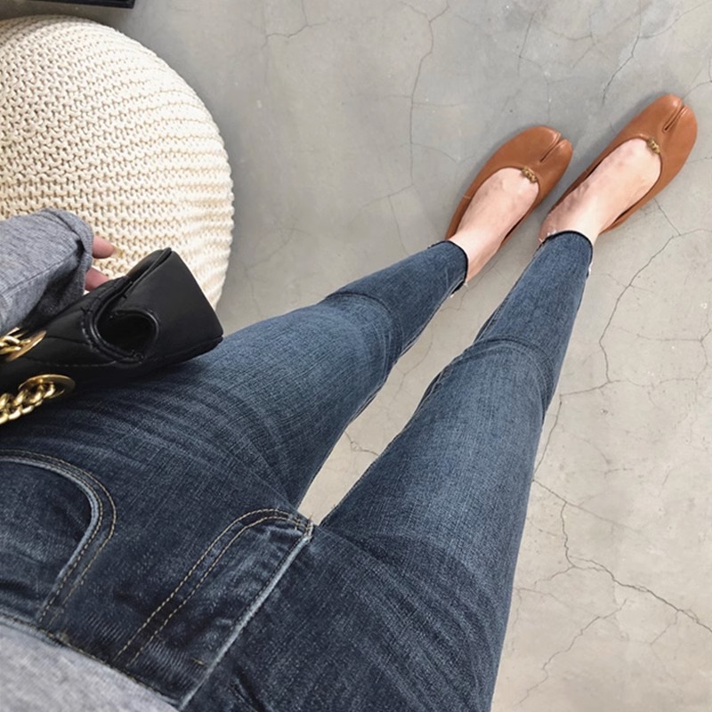 孕妇牛仔裤春秋紧身显瘦修身小脚小个子九分裤秋冬加绒铅笔内搭裤