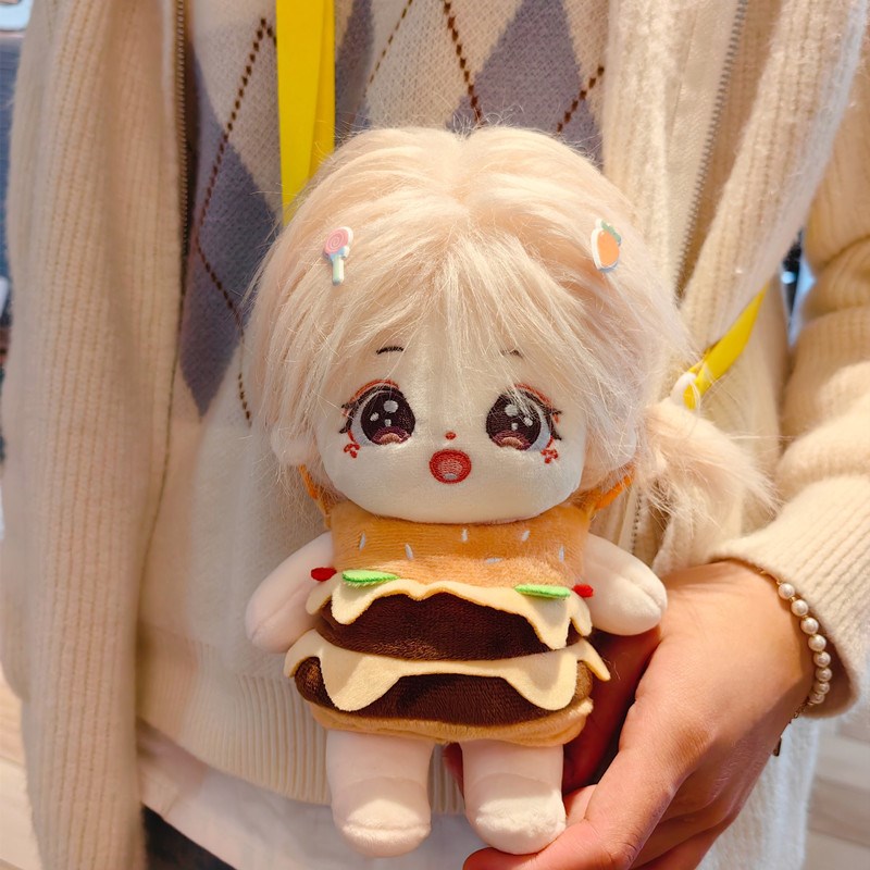 现货娃衣20cm公仔玩偶棉花娃娃汉堡外出M包外带包可爱汉堡包娃衣