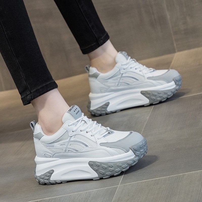 内增高老爹鞋女2025年新款厚底显脚小百搭春天的休闲X运动鞋小白