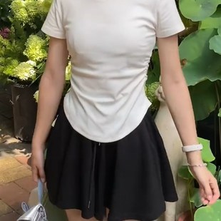 黑色芭蕾风短裤裙小个子夏天休闲大码女胖mm显瘦慵懒风阔腿裙裤潮