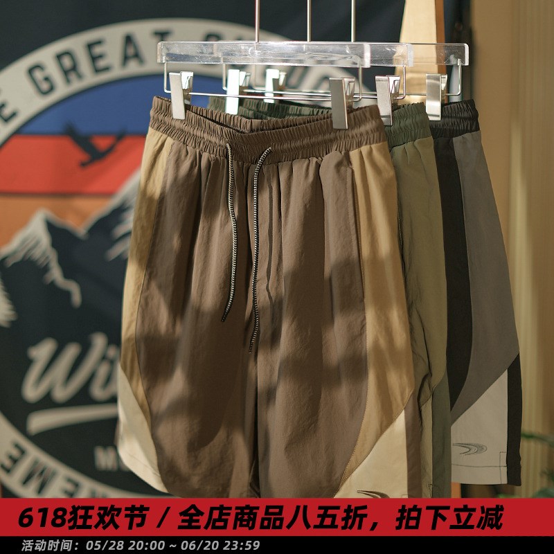 【这配色绝了】夏季日系拼色刺绣短裤男休闲宽松情侣装工装五分裤